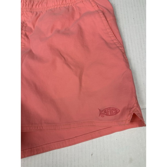 AFTCO Fishing Shorts Coral  Women's L Elastic Waist Pockets Quick Dry 3.5" In - Picture 2 of 6